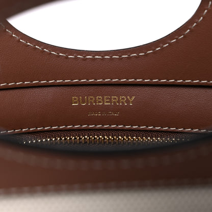 Burberry Canvas Smooth Calfskin Two Tone Mini Pocket Bag Natural Malt Brown 6 of 13
