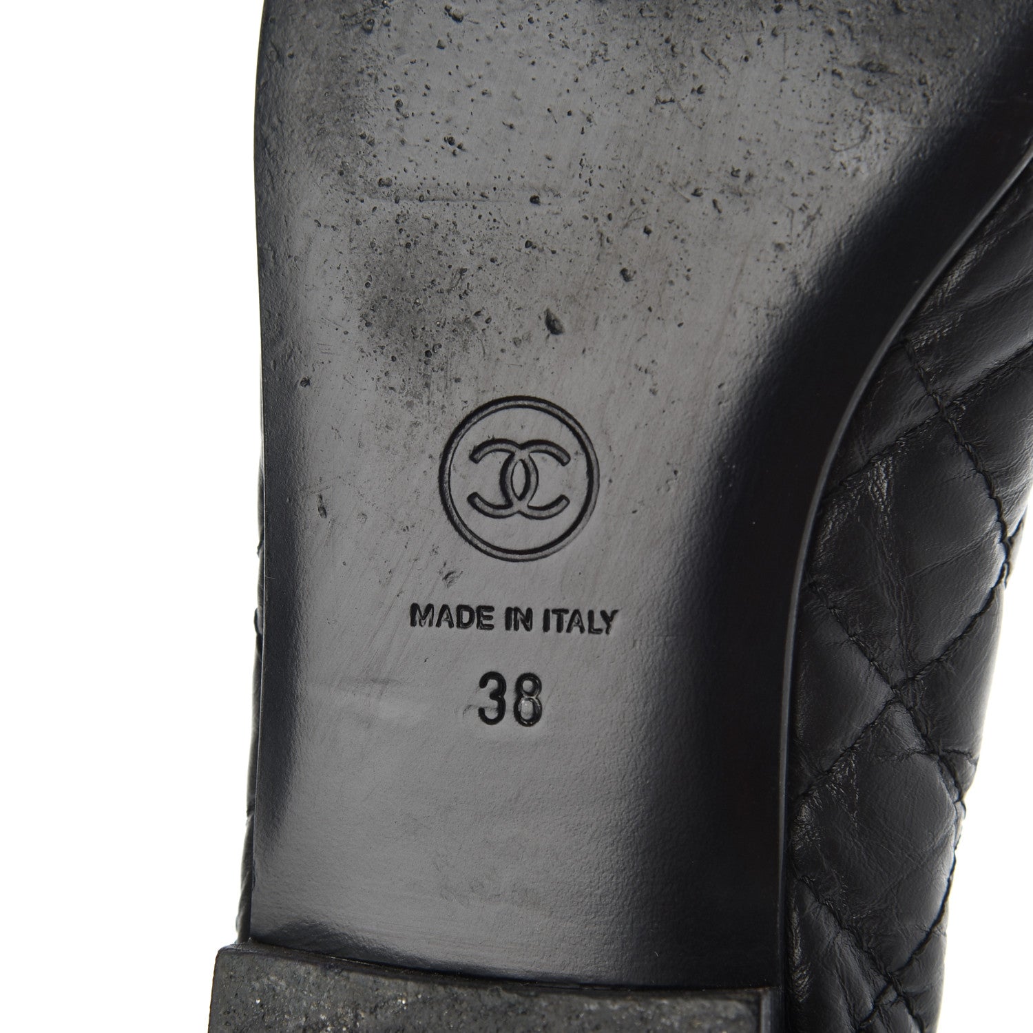 Chanel Aged Calfskin Quilted CC Cap Toe Ballerina Flats 38 Black 7 of 25
