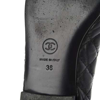 Chanel Aged Calfskin Quilted CC Cap Toe Ballerina Flats 38 Black 7 of 25