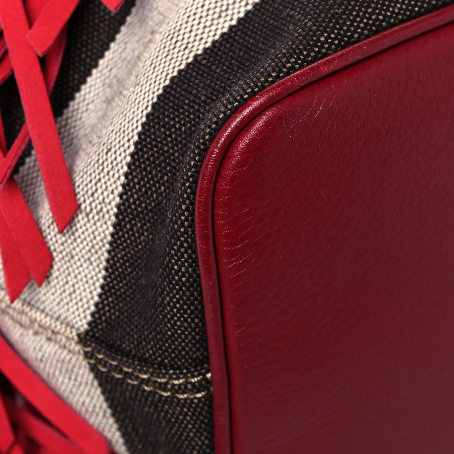 Burberry Suede Fringe Small Belgrove Bucket Bag Red 9 of 19