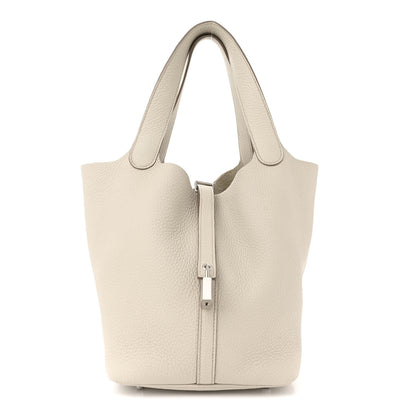 Hermes Taurillon Clemence Picotin Lock 22 MM Beton 1 of 12