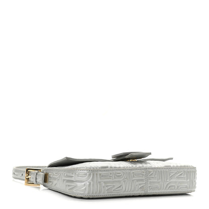 Fendi Nappa Logo Embossed Baguette Silver 3 of 9