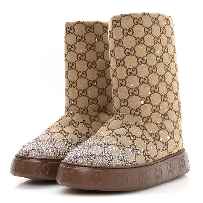 Gucci Monogram GG Strass Thermal Bootie 39.5 Camel Ebony 4 of 9