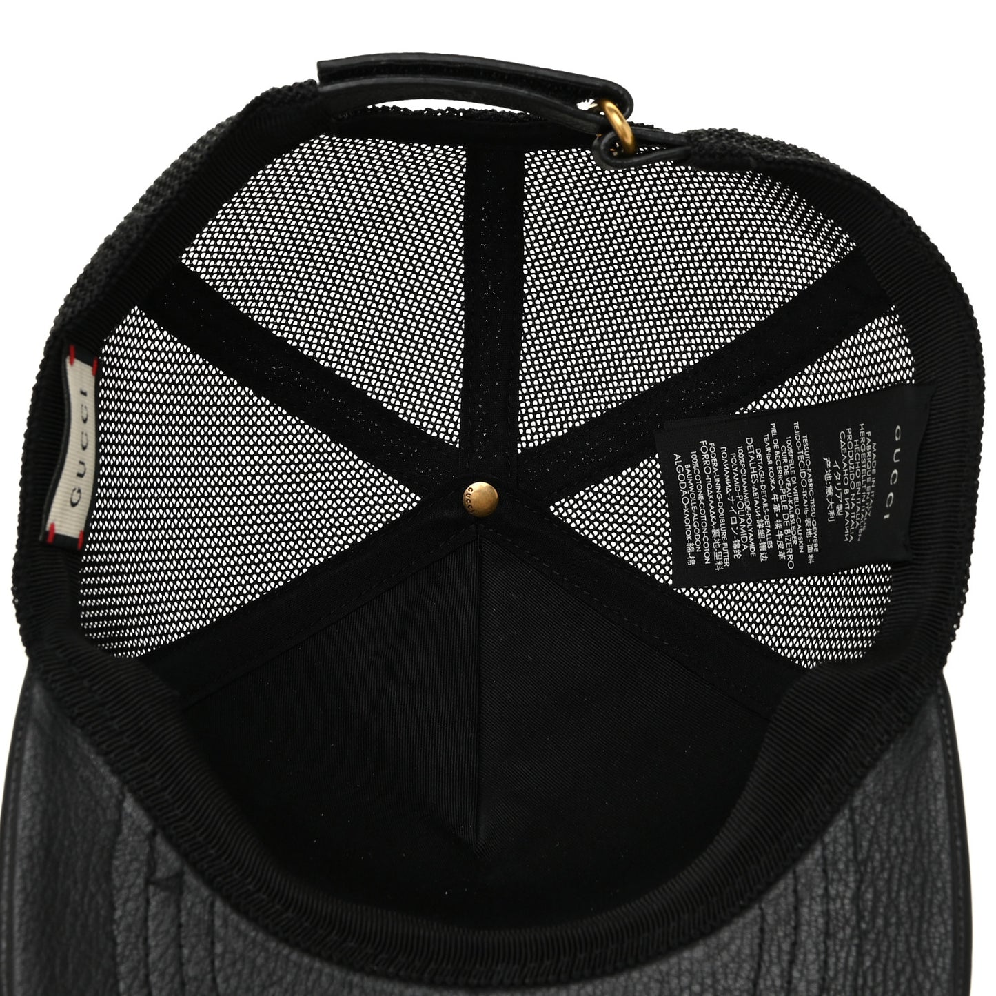 Grained Calfskin Logo Baseball Hat L Black