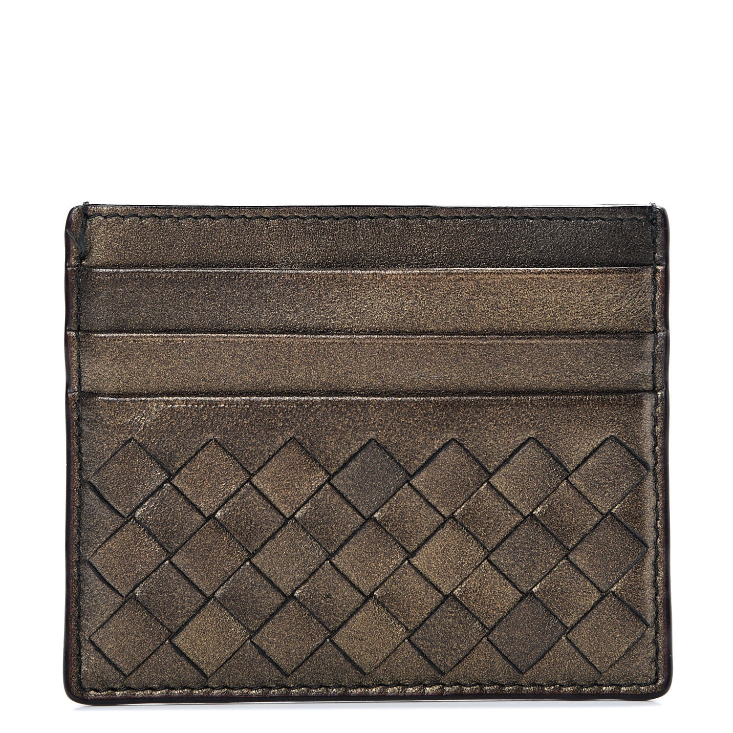 Bottega Veneta Nappa Intrecciato Card Case Dark Gold 1 of 7