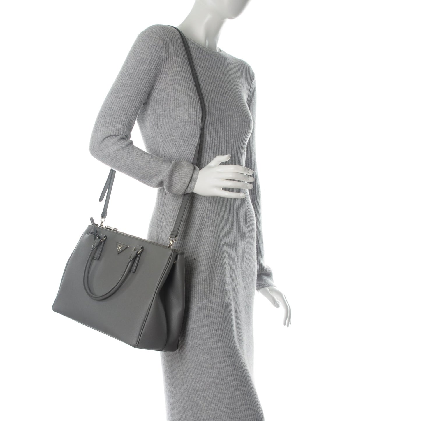 Saffiano Medium Galleria Double Zip Tote Marmo