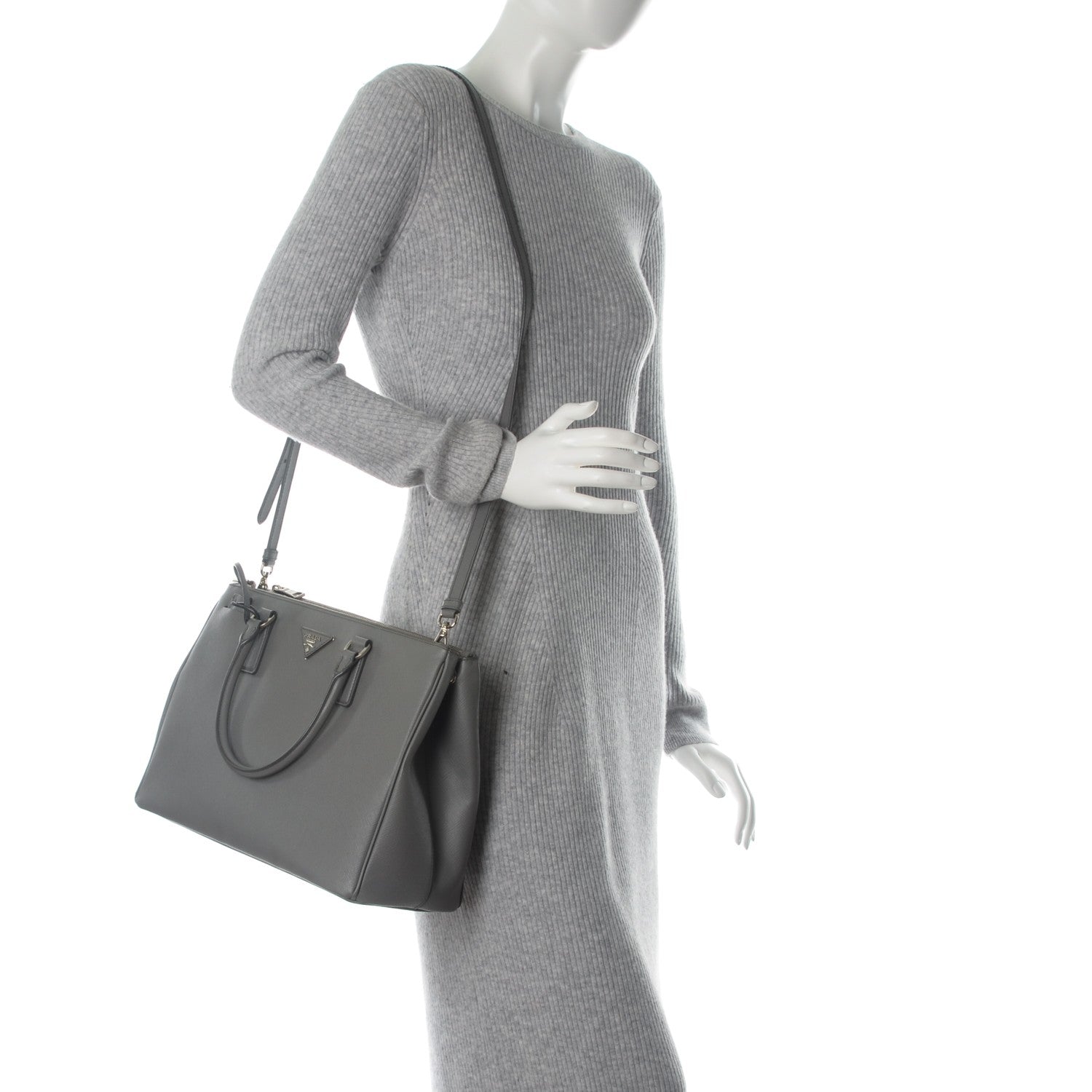Prada Saffiano Medium Galleria Double Zip Tote Marmo 2 of 7