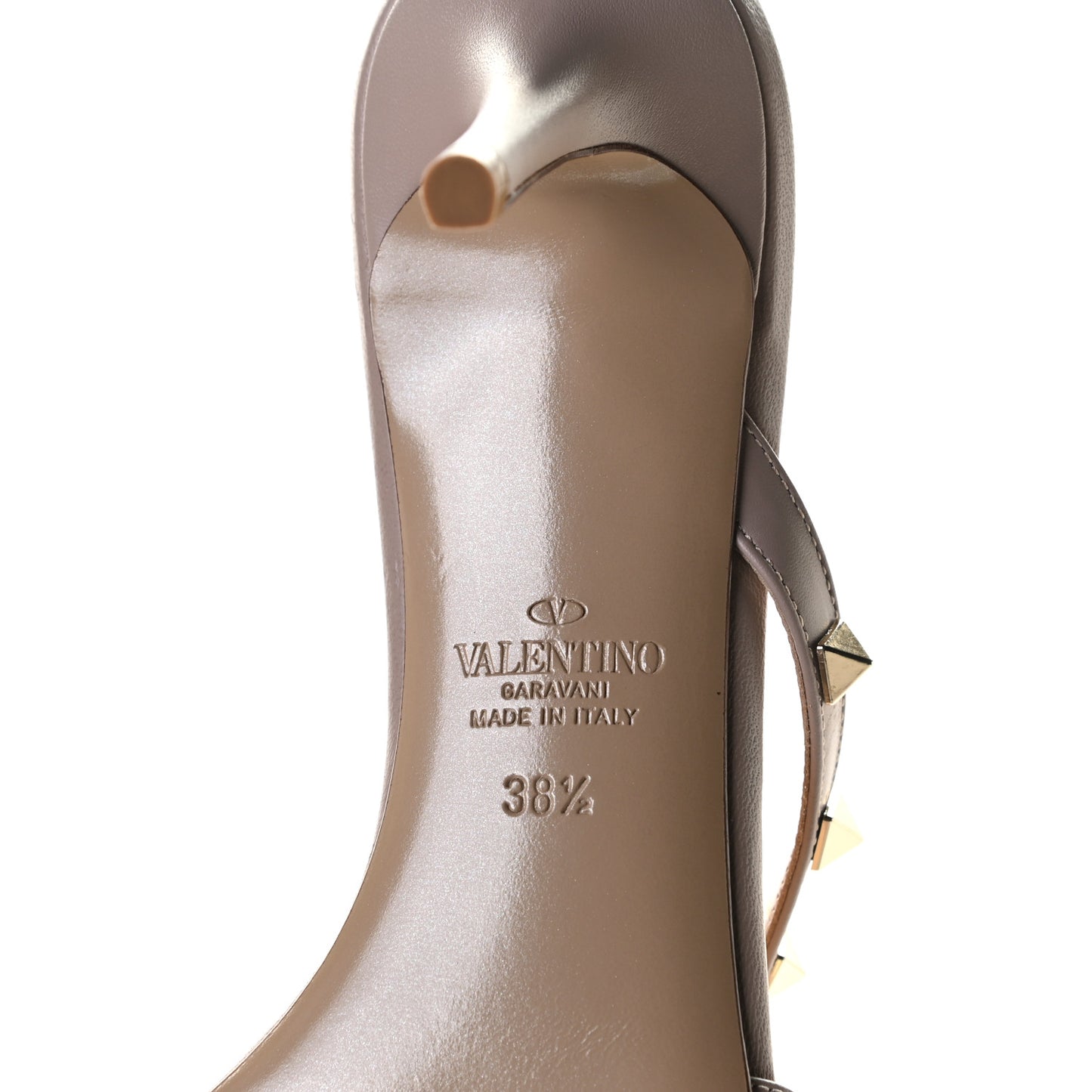 Calfskin Nappa Rockstud 60mm Slide Sandals 38.5 Poudre