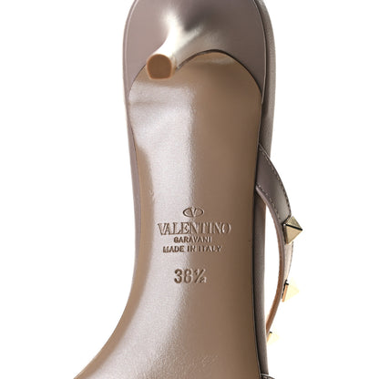 Valentino Garavani Calfskin Nappa Rockstud 60mm Slide Sandals 38.5 Poudre 8 of 9