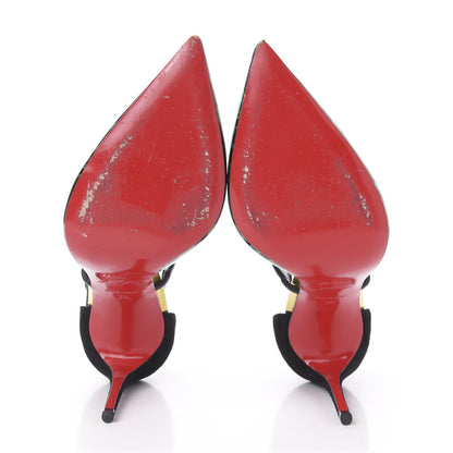 Christian Louboutin Veau Velours Nappa Patent Malachite Suzanna 100 Pumps 36 Vert Black 5 of 7