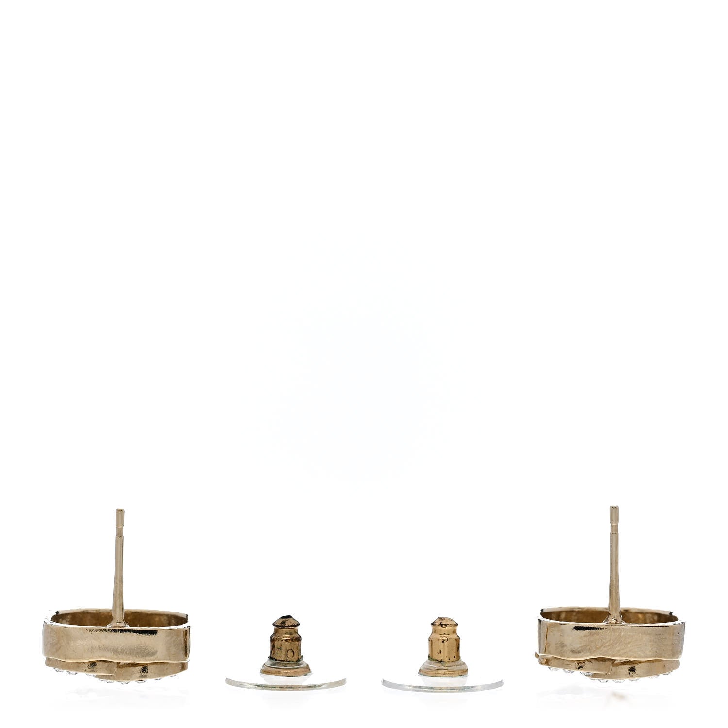Chanel Metal Crystal Square CC Earrings Gold 3 of 4