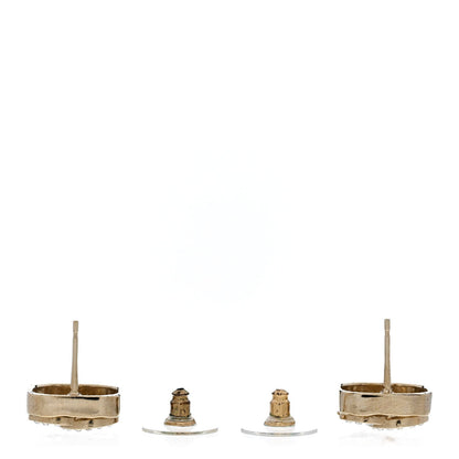 Chanel Metal Crystal Square CC Earrings Gold 3 of 4