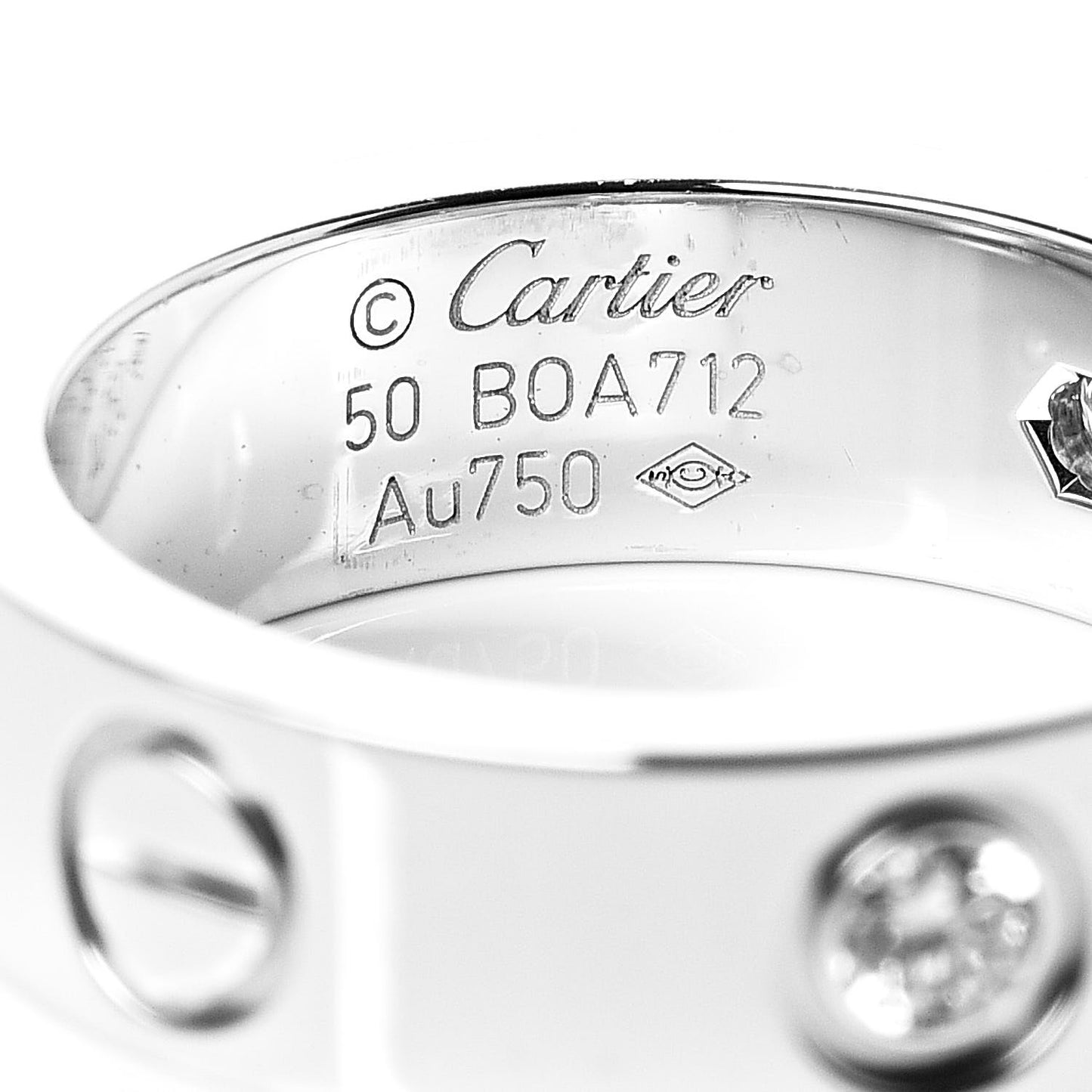 18K White Gold 3 Diamond 5.5mm LOVE Ring 50 5.25