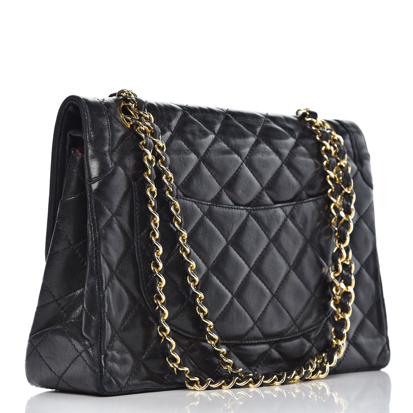 Lambskin Quilted Medium Double Flap Black