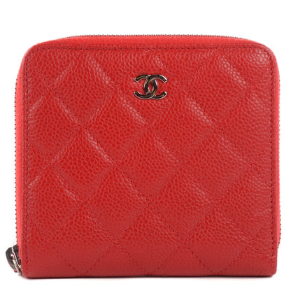 Chanel Caviar Quilted Compact Zip Wallet Red 1 of 8