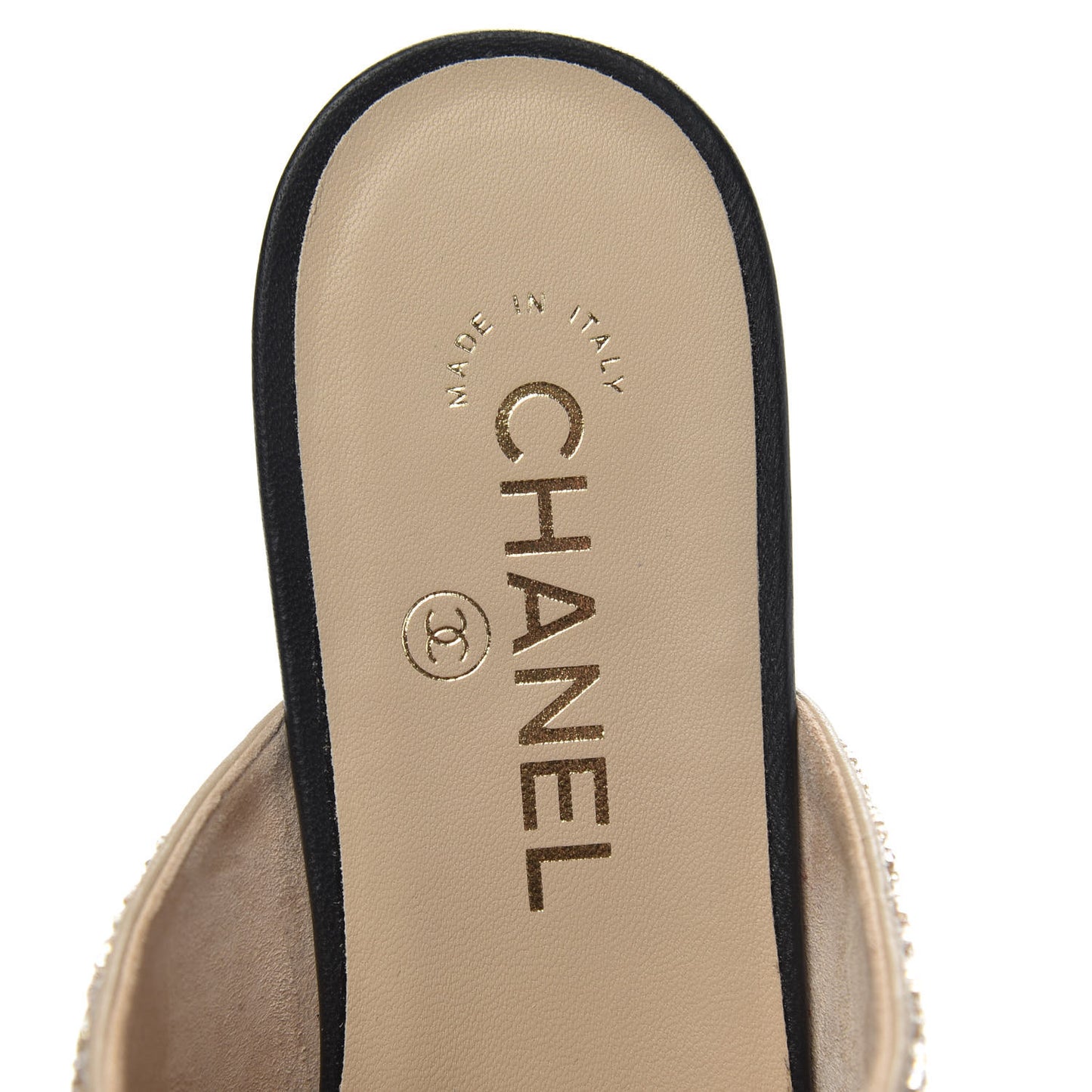 Pearl Embroidery CC Mules 40 Beige Black