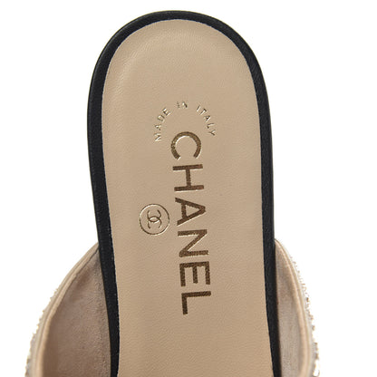 Chanel Pearl Embroidery CC Mules 40 Beige Black 6 of 9