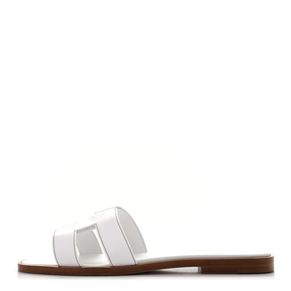 Hermes Box Calfskin Oran Sandals 36.5 White 1 of 8