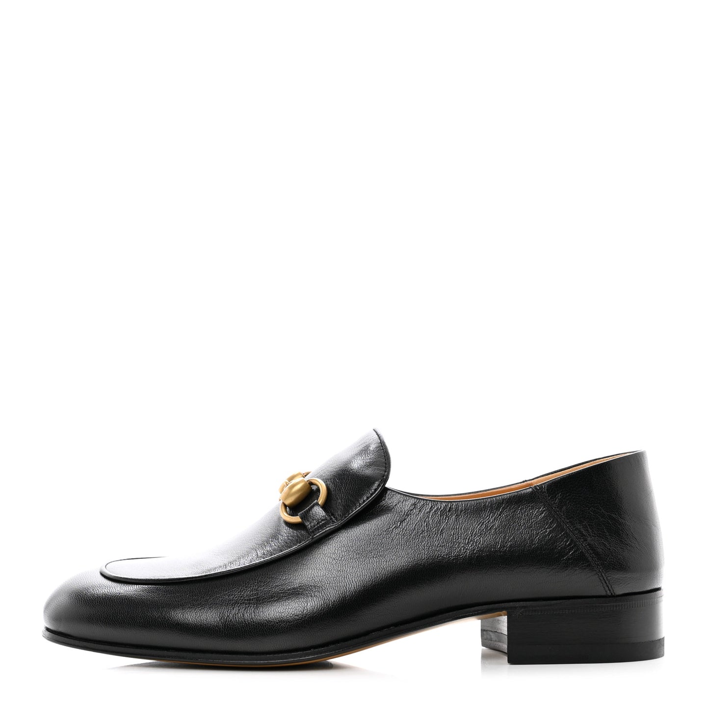 Goatskin Womens Horsebit Mid-Heel Loafers 38 Black