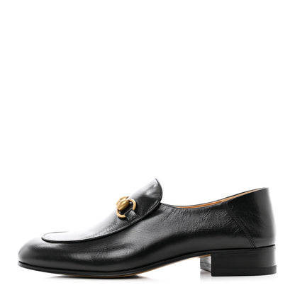 Gucci Goatskin Womens Horsebit Mid-Heel Loafers 38 Black 1 of 9