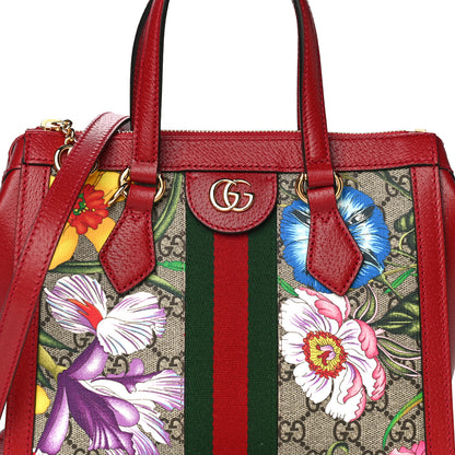 Gucci GG Supreme Monogram Flora Web Small Ophidia Tote Bag Red 9 of 13