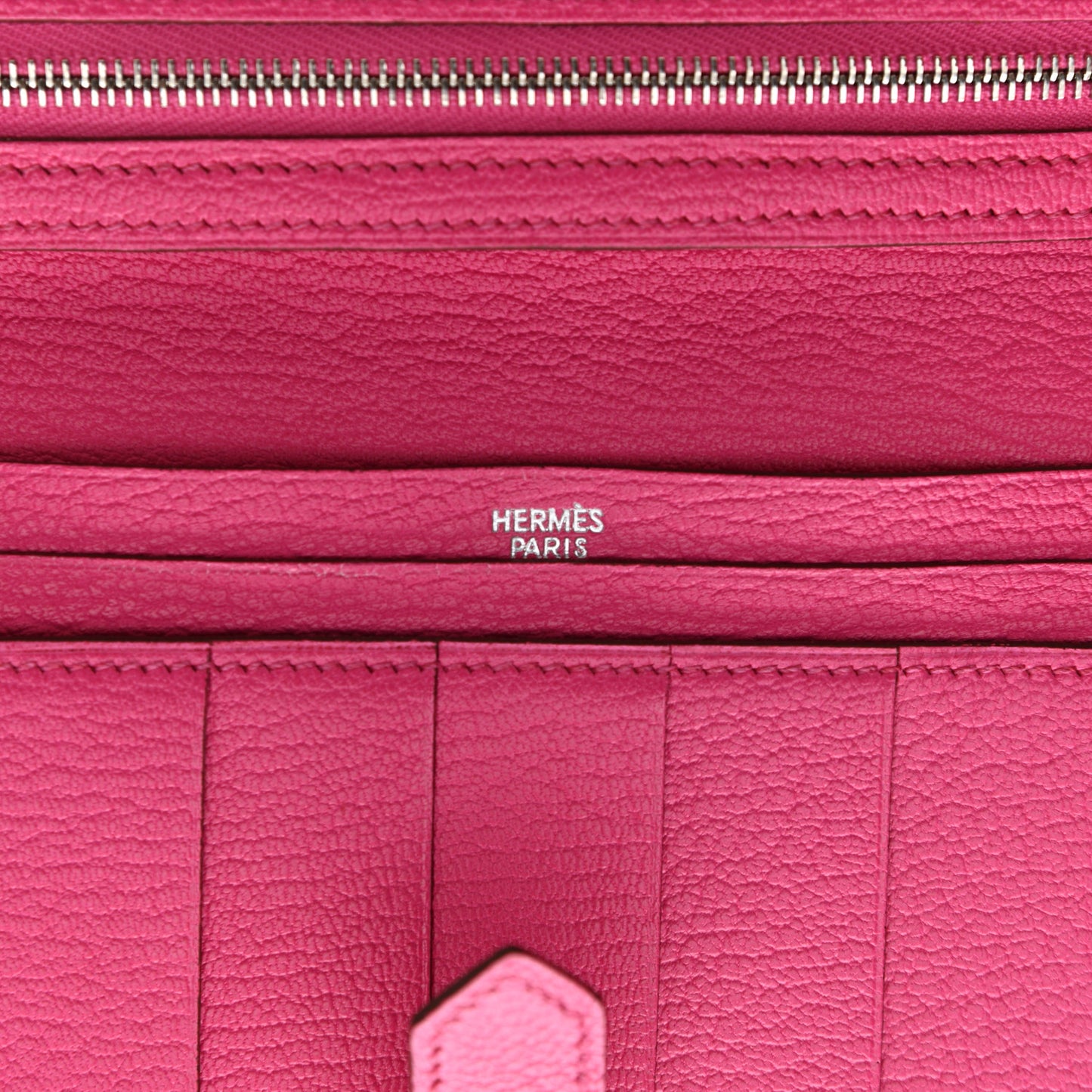 Chevre Mysore Bi-Color Bearn Gusset Wallet Etoupe Rose Shocking