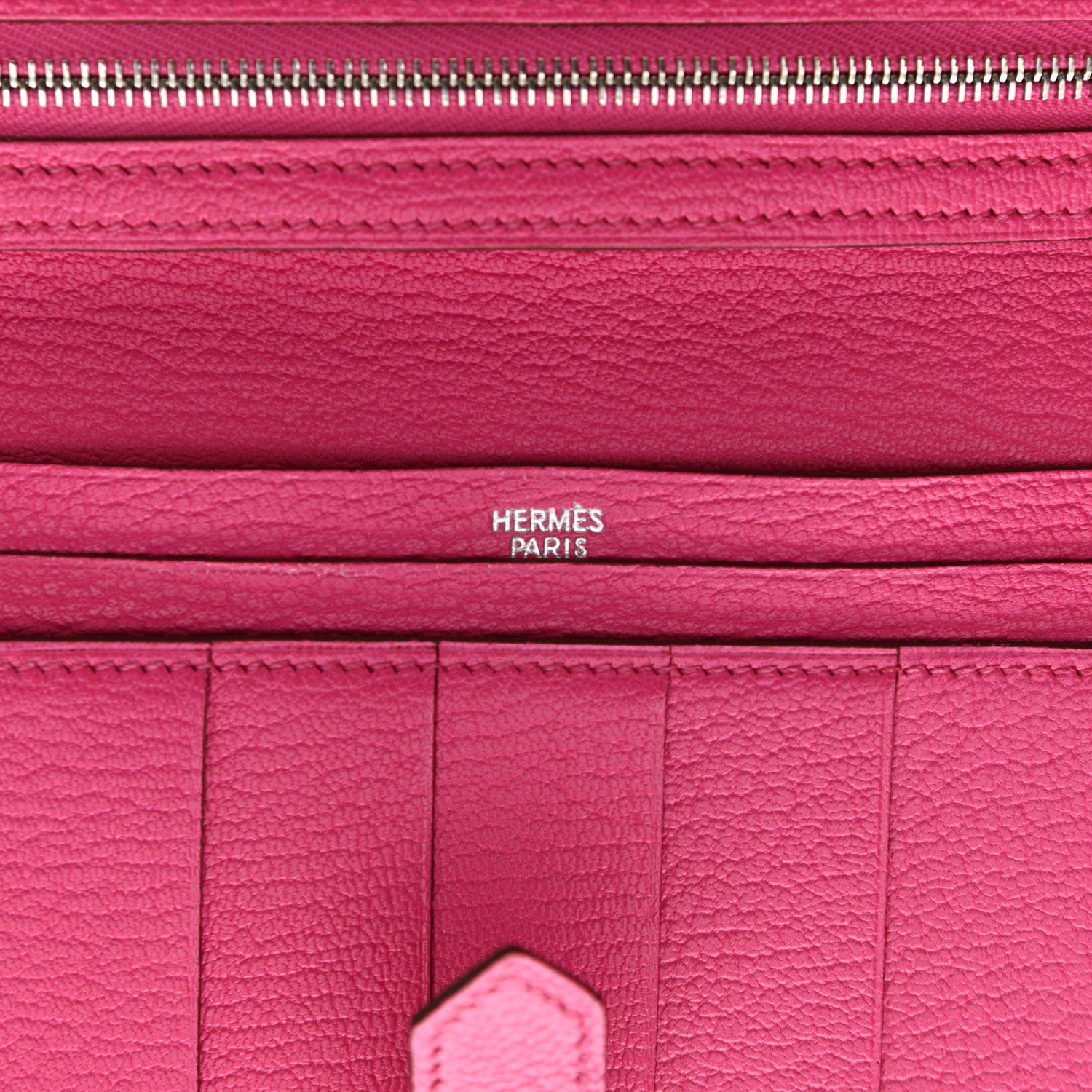 Hermes Chevre Mysore Bi-Color Bearn Gusset Wallet Etoupe Rose Shocking 6 of 7