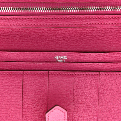 Hermes Chevre Mysore Bi-Color Bearn Gusset Wallet Etoupe Rose Shocking 6 of 7