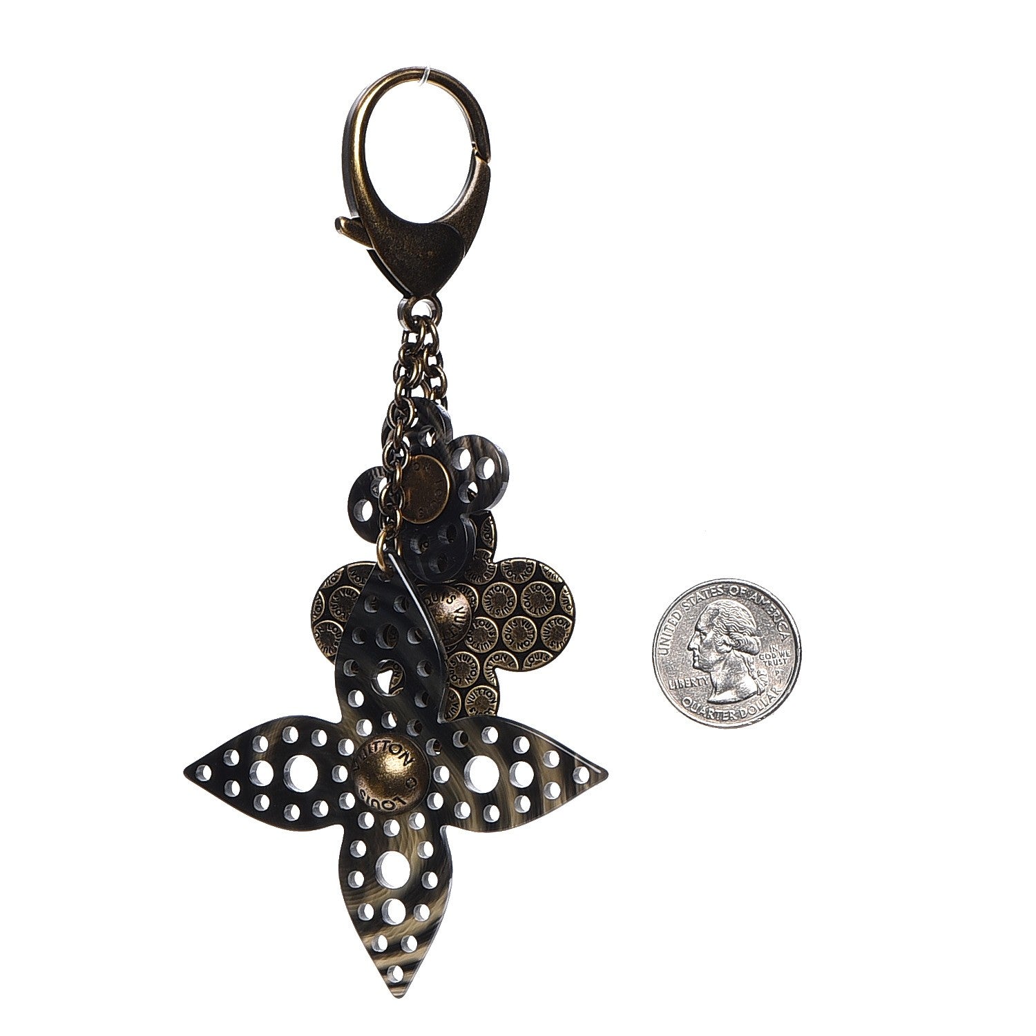 Louis Vuitton Antiqued Brass Resin Rock Flower Bag Charm 2 of 3