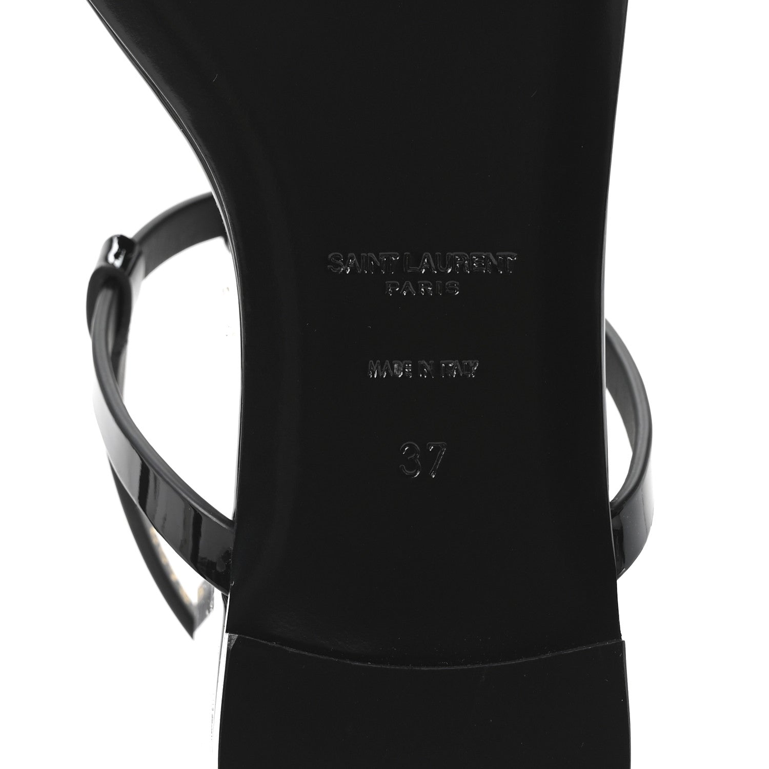 Saint Laurent Vitello Vernice Soft Cassandra 05 Monogram Flat Sandals 37 Oro Antico Black 7 of 10
