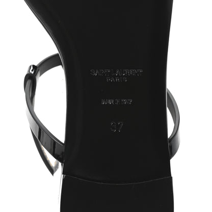 Saint Laurent Vitello Vernice Soft Cassandra 05 Monogram Flat Sandals 37 Oro Antico Black 7 of 10