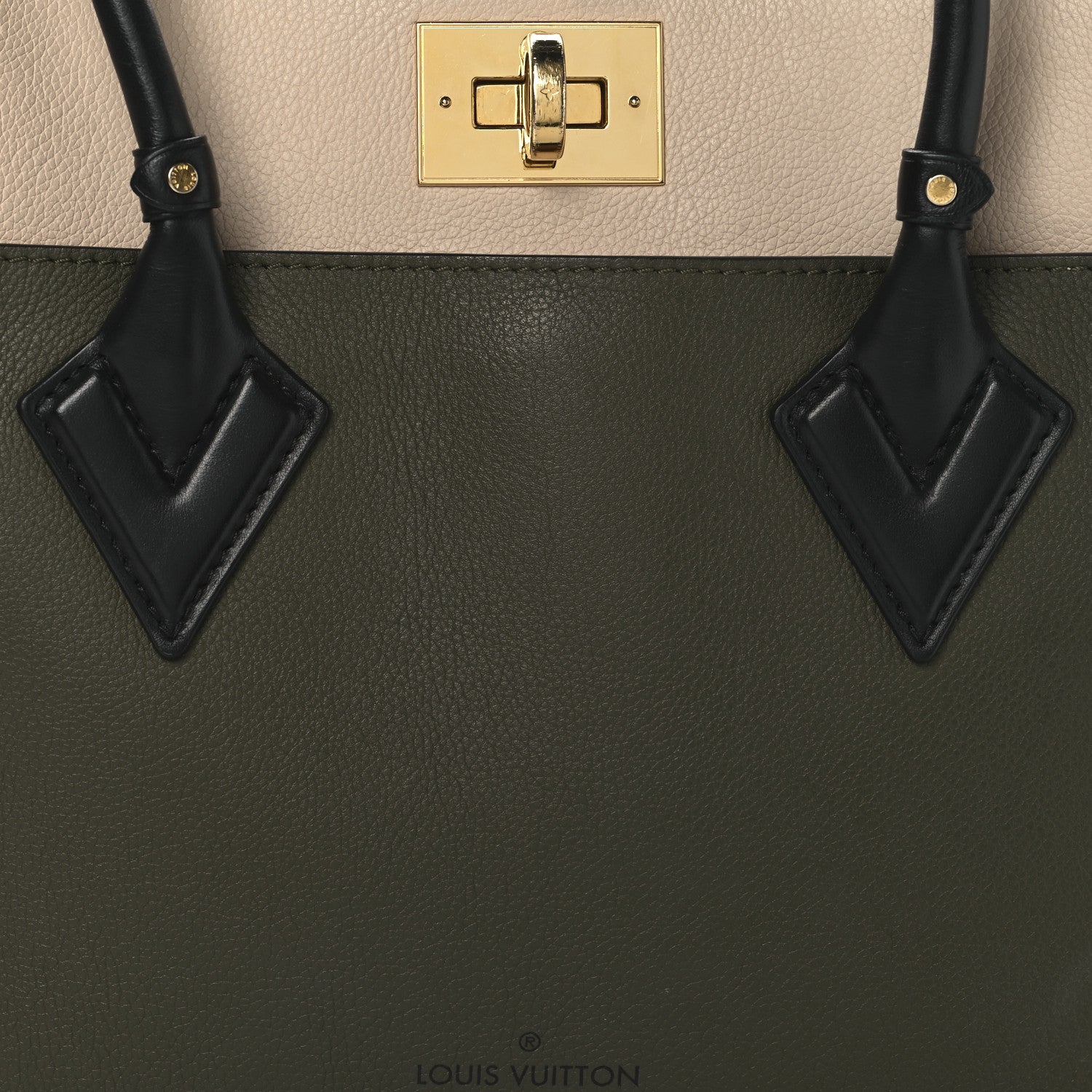 Louis Vuitton Calfskin Monogram On My Side MM Laurier Green Toffee Latte Beige 7 of 12