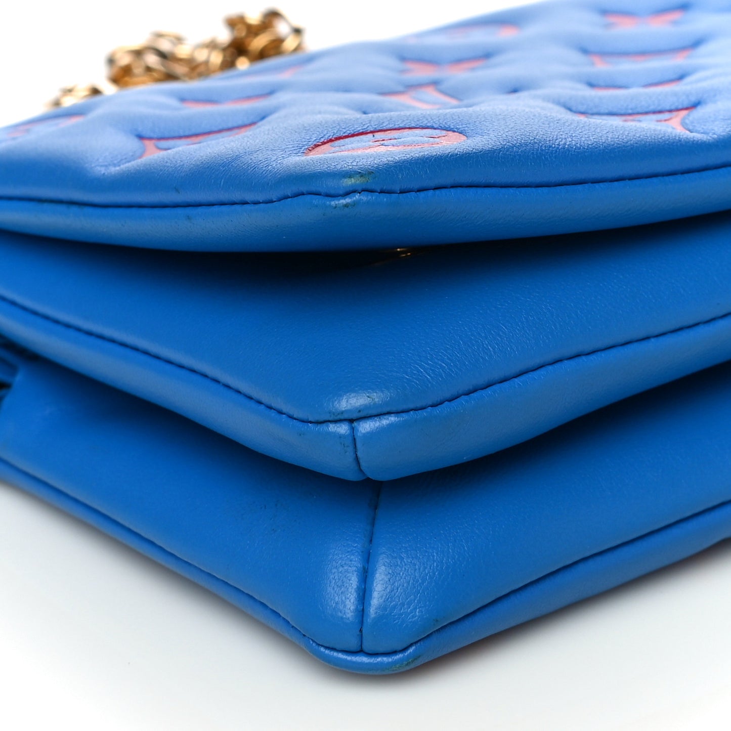 Lambskin Embossed Monogram Vuittamins Pochette Coussin Blue Red