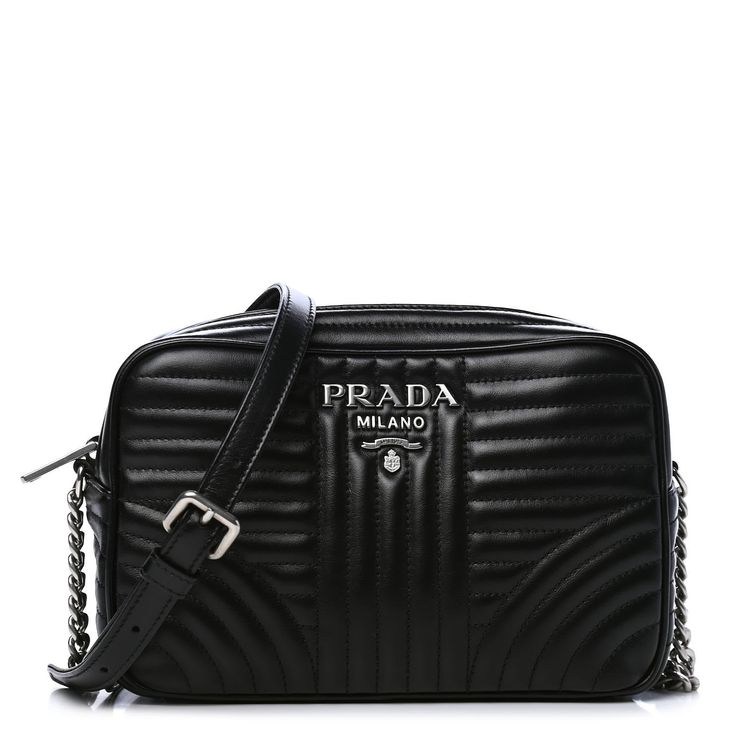 Prada Soft Calfskin Diagramme Crossbody Bag Black 1 of 6
