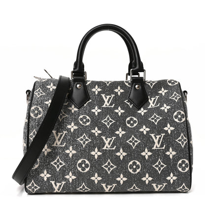 Louis Vuitton Denim Monogram Jacquard Speedy Bandouliere 25 Black 1 of 9