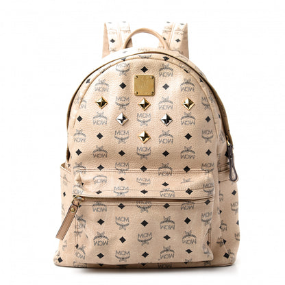 MCM Visetos Medium Studded Stark Backpack Beige 1 of 10
