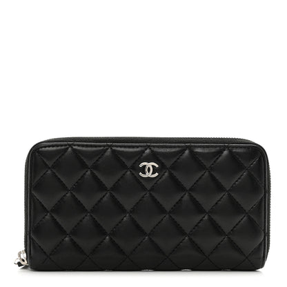 Chanel Lambskin Quilted Large Gusset Zip Around Wallet Black 1 of 8