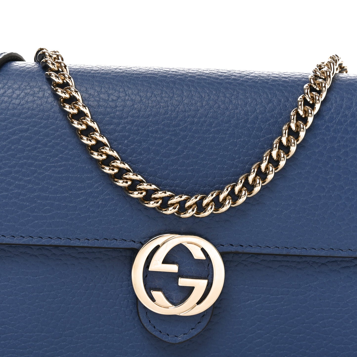 Dollar Calfskin Interlocking G Chain Wallet Caspian
