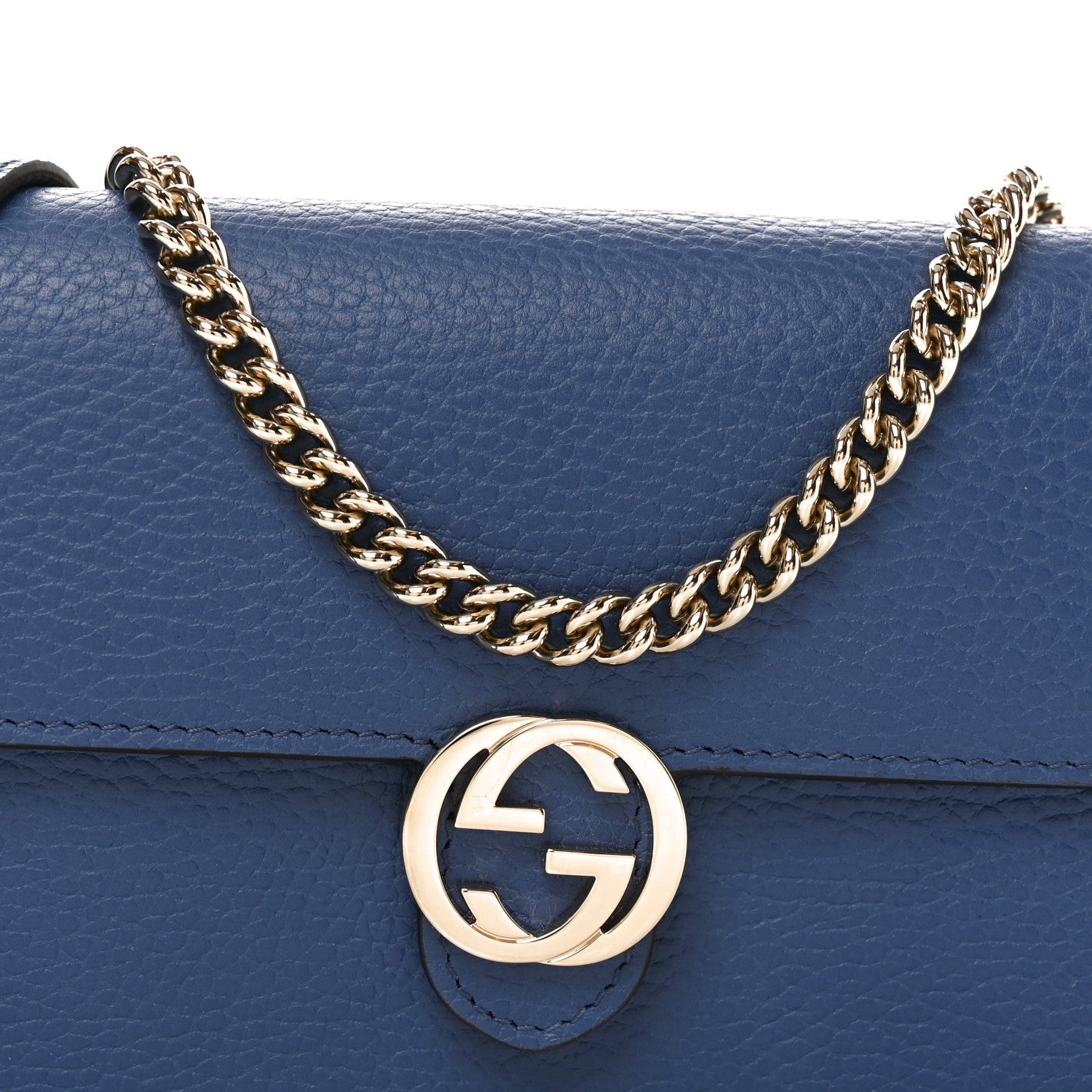 Gucci Dollar Calfskin Interlocking G Chain Wallet Caspian 8 of 11