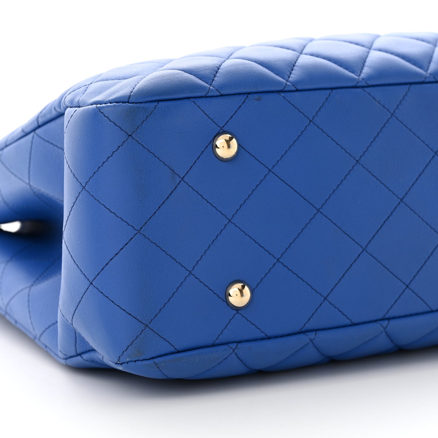 Calfskin Quilted Large Classic Shopping Tote Blue