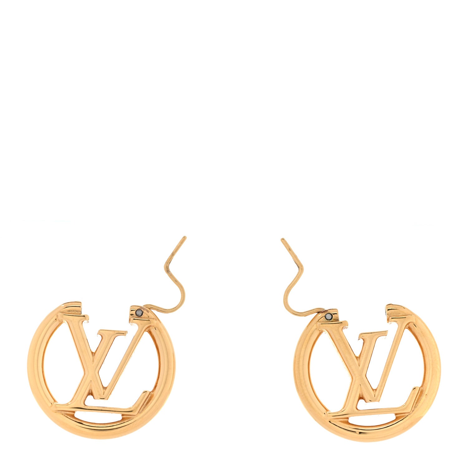 Louis Vuitton Metal Small Louise Hoop Earrings Gold 3 of 4
