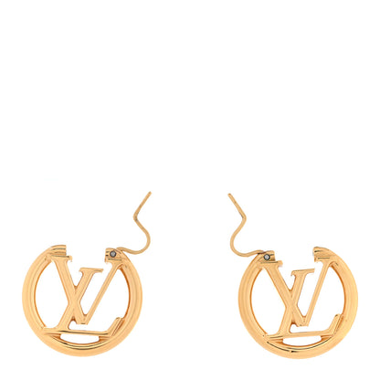 Louis Vuitton Metal Small Louise Hoop Earrings Gold 3 of 4