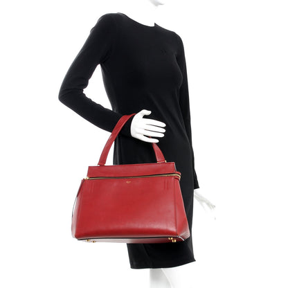 Celine Smooth Calfskin Medium Edge Shoulder Bag Red 2 of 16