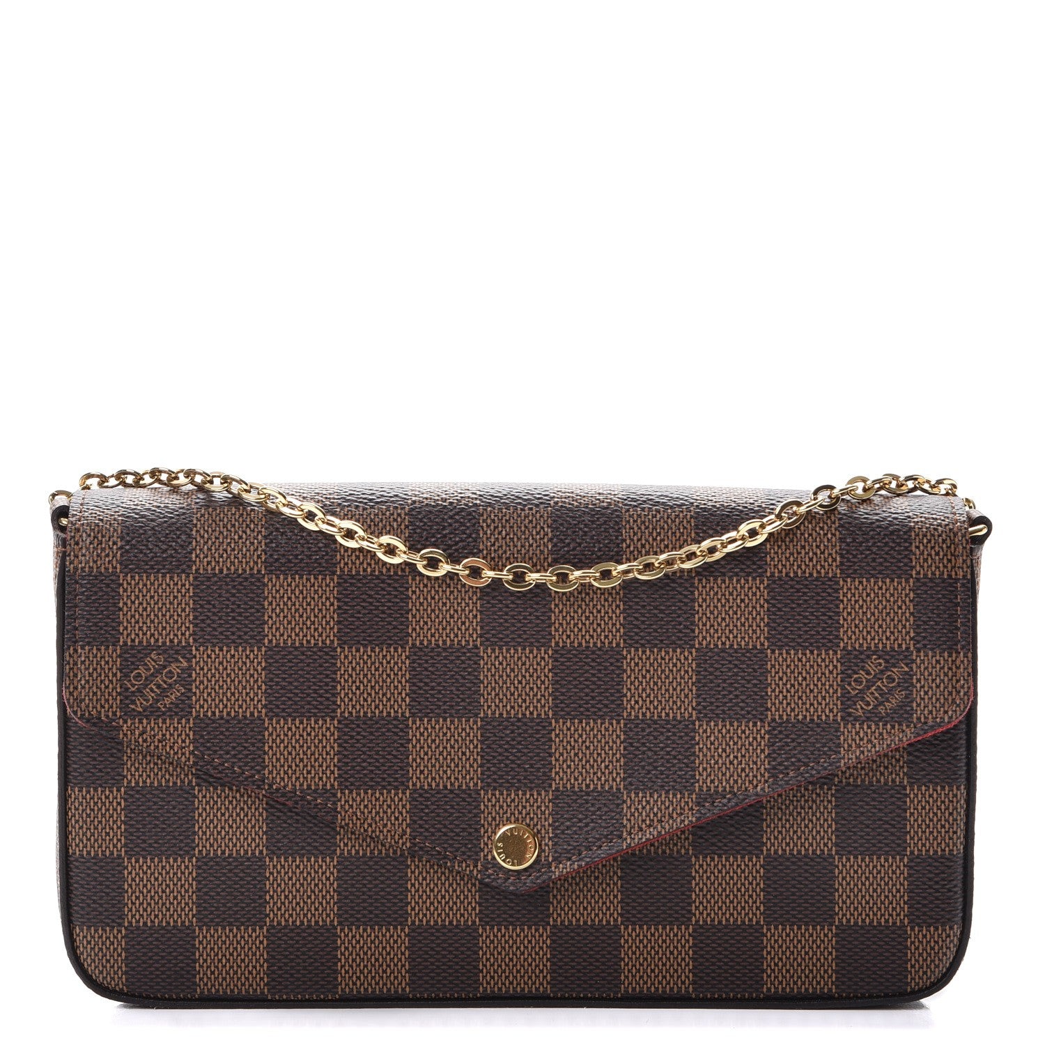 Louis Vuitton Damier Ebene Pochette Felicie Chain Wallet 1 of 11