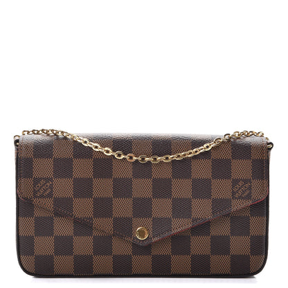 Louis Vuitton Damier Ebene Pochette Felicie Chain Wallet 1 of 11