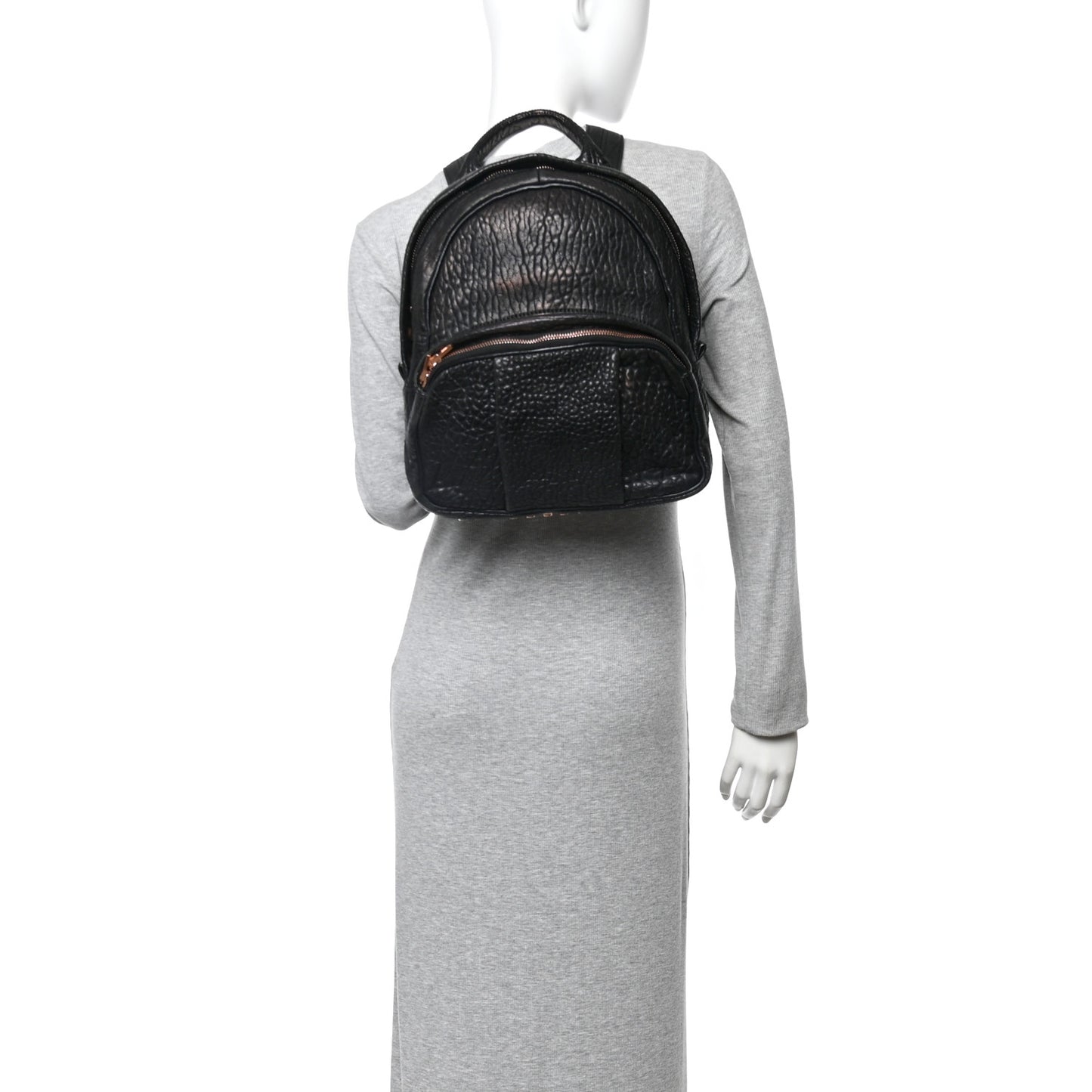 Pebbled Lambskin Dumbo Backpack Black Rose Gold Hardware
