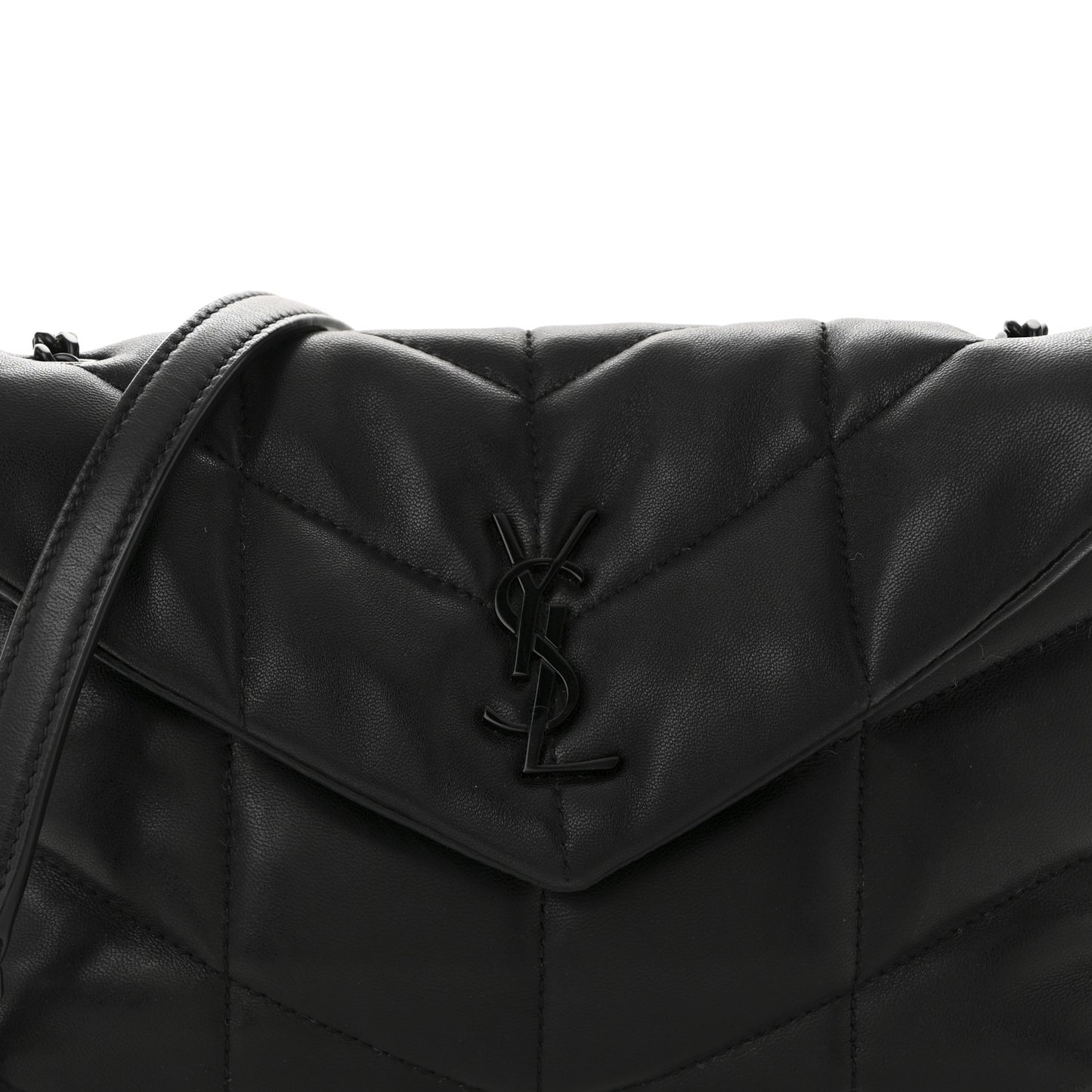 Lambskin Quilted Toy Loulou Puffer Monogram Monochrome Chain Satchel Black