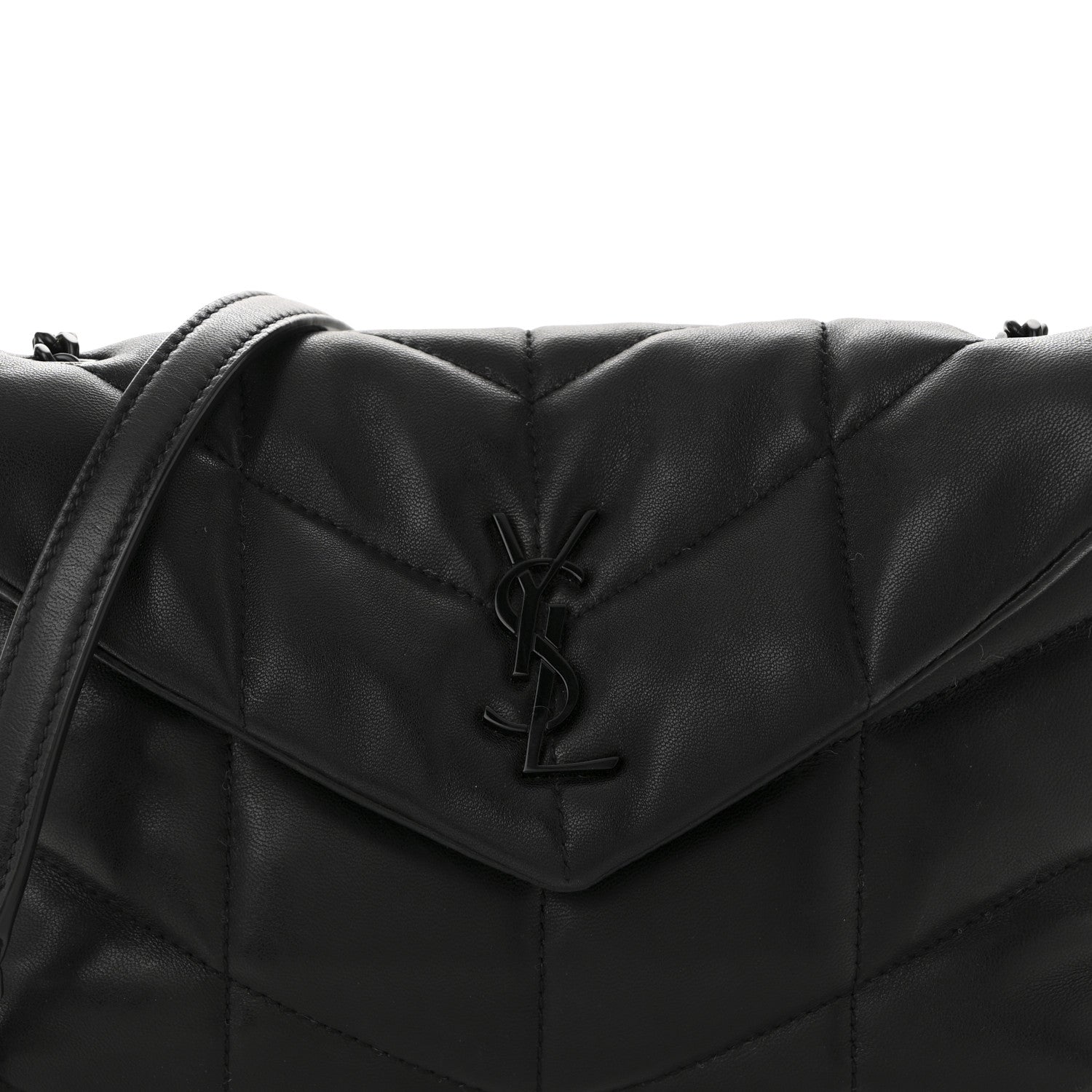Saint Laurent Lambskin Quilted Toy Loulou Puffer Monogram Monochrome Chain Satchel Black 8 of 12