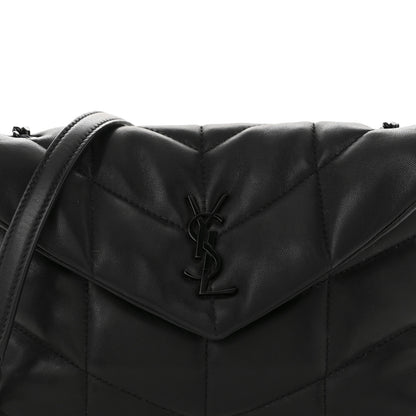 Saint Laurent Lambskin Quilted Toy Loulou Puffer Monogram Monochrome Chain Satchel Black 8 of 12