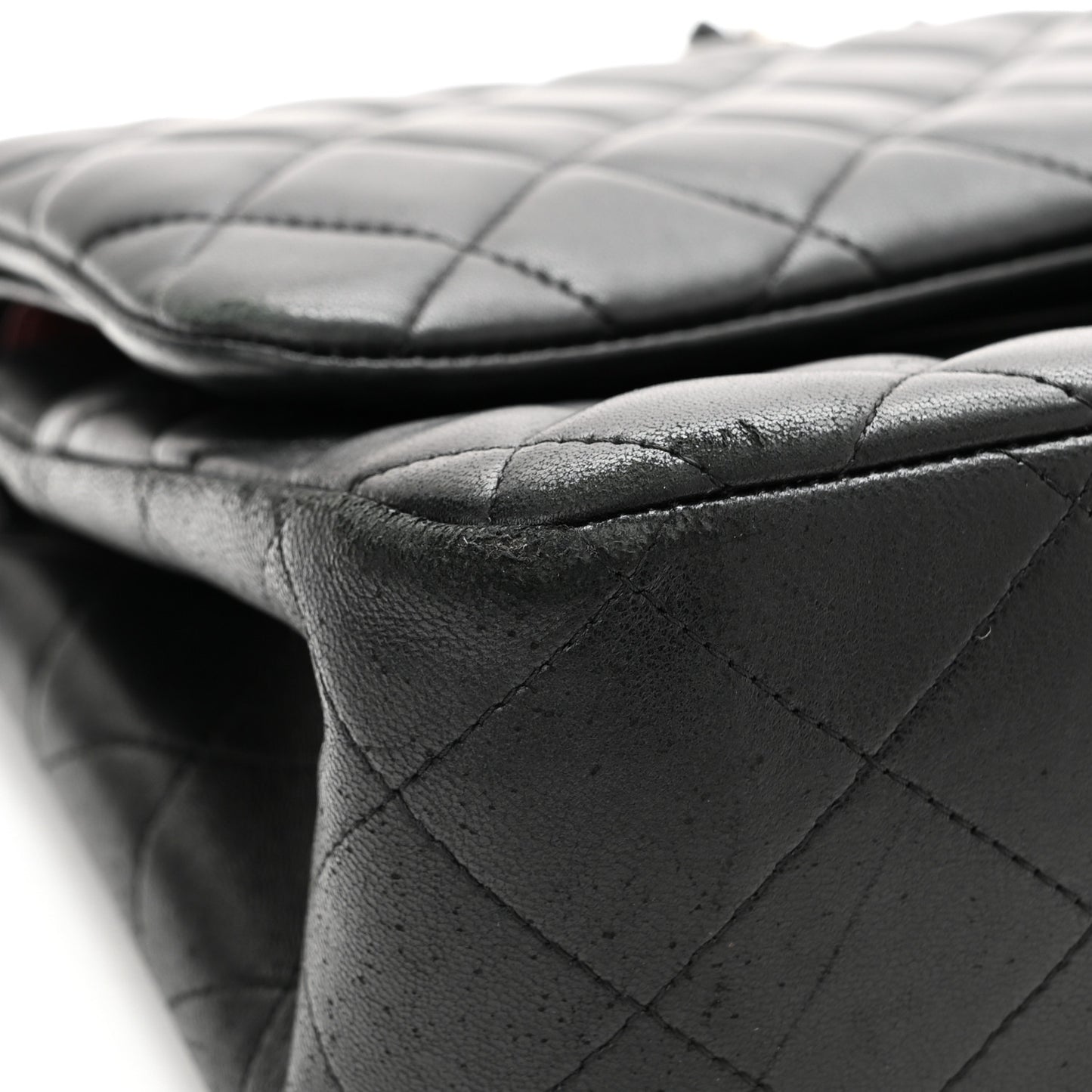 Lambskin Quilted Jumbo Double Flap Black